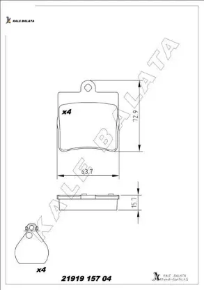 Balata arka crossfıre-crossfıre roadster 03-08 kale balata 24207120/ 24207420/ 34202720 resmi