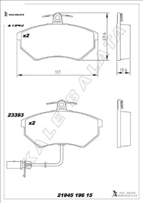 Ön balata fişli küçük tip passat-a4 97-04 gdb1366 kale balata 8e0698151b/ 8e0698151m/ 8e0698151n resmi