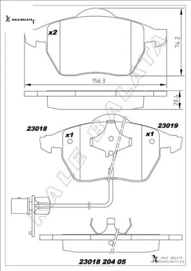 Ön balata fişli büyük tip passat-a4-a6 97-04 gdb1307 kale balata 4b0698151e/ 4b0698151k/ 4b0698151ab resmi