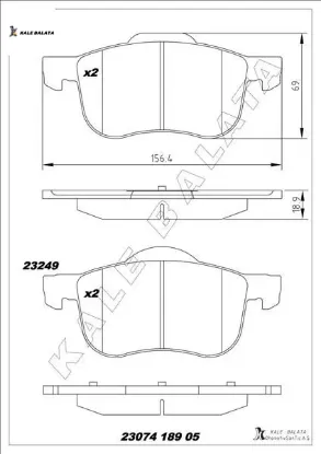 Ön balata s60 00-10 s80 98-06 v70 97-07 xc70 00-07 s70 97-00 kale balata 8634921/ 8623861/ 31262503/ wva23072 resmi