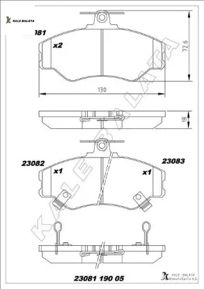 Balata ön h-100 minibüs/otobüs-panelvan/van-palatform şasi porter panelvan/van-pıck-up 94-04 kale balata 5810143a00/ 5810144a00/ 5810144a10 resmi
