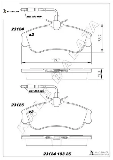 Ön balata partner-berlıngo 07/96 xsara 04/97 306 05/93-05/01 fişli kale balata 1611335080/ 4251.54/ 4251.55/ 4254.85 resmi