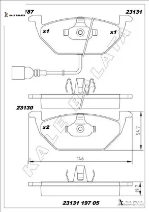 Ön balata fişli küçük golf4-golf5-jetta-bora-polo-a3-leon 97 kale balata 1j0698151a/ 1j0698151b/ 6r0698151a resmi