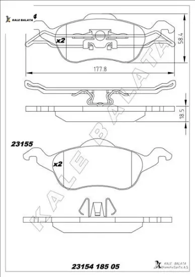 Ön fren balata focus 1.4l 1.6l 1.8l 2.0l 98-04 kale balata tamt2k021fcs/ 1075558/ 98ab2k021ag resmi