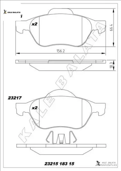 Ön fren balatası laguna ıı 01 05 laguna ııı 07 15 megane ıı 02 kale balata 7701206598/ 7701208183/ 7701209808 resmi