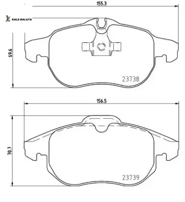 Ön fren balatası astra h 05 10 vectra c 08.02 zafıra b 05 10 9.3 02 croma 06.05 kale balata 93166798/ 1605139/ 93183728/ 1605282 resmi