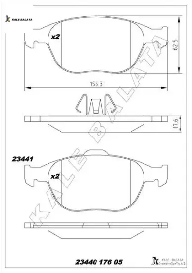 On fren balatası connect 1.8tdcı 02 14 kale balata 2t1j2k021aa/ 2t142k021a2c/ t121183 resmi
