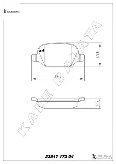 Arka fren balatası mıto 09 lınea 09 1.3jtd 1.4tjet 1.6jtd fişsiz kale balata 71770108/ 77365752/ 77365858 resmi