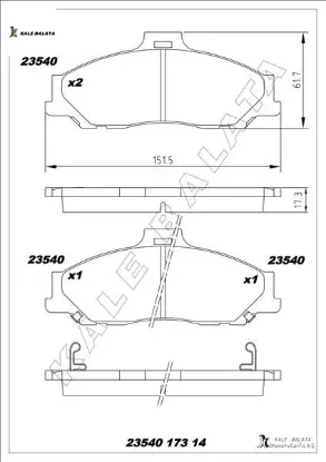 Ön balata ranger 2.5 d td 4x4 99 3.0 tdci 05 b serisi 2.5 d td 98 gdb3353 kale balata 2m342001fa/ ujy63323z/ ujy63328z resmi