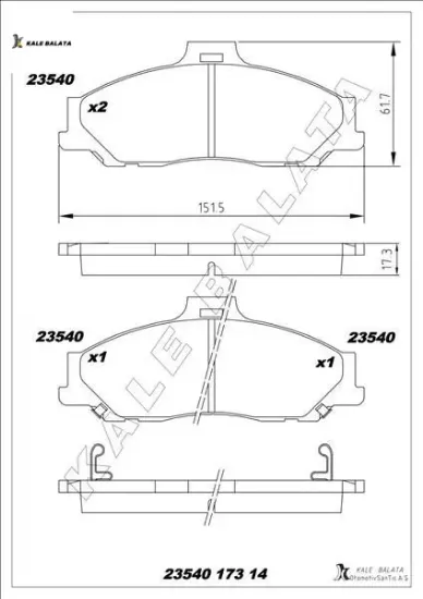 Ön balata ranger 2.5 d td 4x4 99 3.0 tdci 05 b serisi 2.5 d td 98 gdb3353 kale balata 2m342001fa/ ujy63323z/ ujy63328z resmi