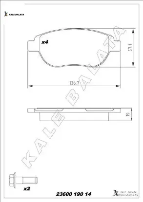 Ön balata 207 06 307 00 doblo 01 partner 03 berlıngo 00 c3 02 c4 04 xsara 00 kale balata 1647873980/ 4252.53/ 1611140980 resmi