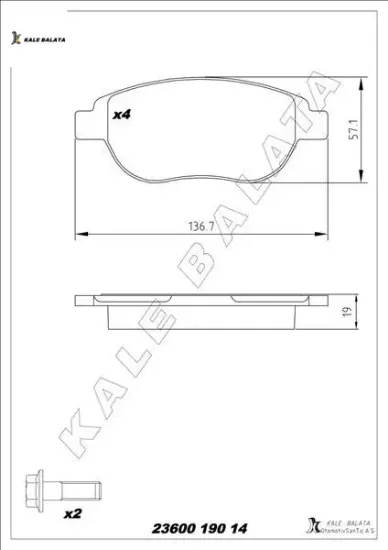 Ön balata 207 06 307 00 doblo 01 partner 03 berlıngo 00 c3 02 c4 04 xsara 00 kale balata 1647873980/ 4252.53/ 1611140980 resmi