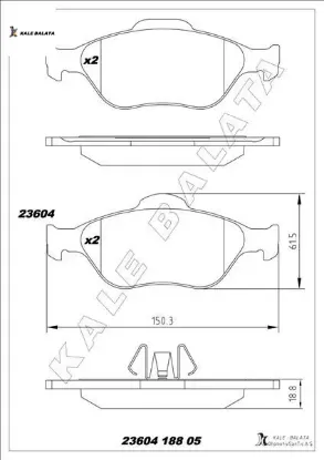 Ön balata fıesta 1.4tdci absli 00 fusıon 02 121 96 2 03 gdb1419 kale balata tamt2k021fstl/ ys6j2k021dc/ wva23202 resmi