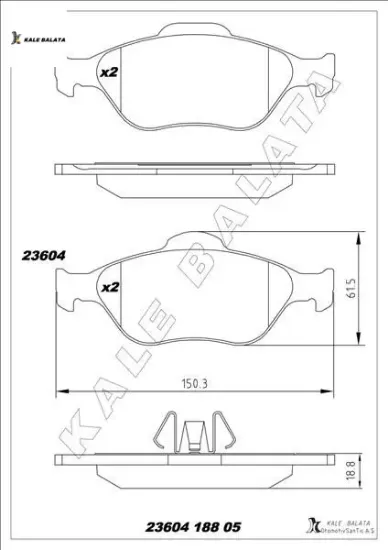 Ön balata fıesta 1.4tdci absli 00 fusıon 02 121 96 2 03 gdb1419 kale balata tamt2k021fstl/ ys6j2k021dc/ wva23202 resmi