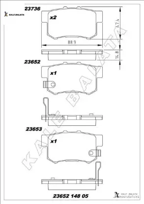Arka fren balata cıvıc 1.4l 1.6l vtec ep es eu fd6 fk2 01-13 / accord 2.0l f20 94-98 / cr-v 2.0l k20 kale balata 43022s9ae52/ 43022s9ae00/ 43022s7s010 resmi