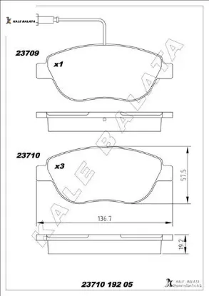Ön fren balatası combo d 12 punto evo 1.3-1.4-1.6d mtj 09 500-500c 1.3dmj 10 grande punto 1.6dmtj 09 kale balata 95518218/ 77365468/ 71770012/ 77366530 resmi
