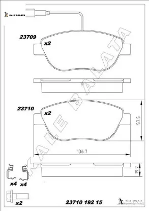 Ön fren balatası combo d 12 punto evo 1.3-1.4-1.6d mtj 09 500-500c 1.3dmj 10 grande punto 1.6dmtj 09 kale balata 95518218/ 77365468/ 71770012/ 77366530 resmi