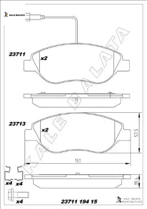 Ön fren balatası fişli bravo ıı 08 14 egea hb 15 mıto 08 15 lancıa delta ııı 08 1 kale balata 77365808 resmi