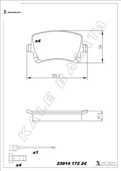 Arka balata passat-cc-caddy-golf5-golf6-jetta-a3-a6-leon-octavıa-superb 04 gdb1622 kale balata 3c0698451d/ 1k0698451g/ 4f0698451d resmi