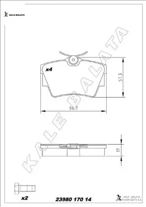 Arka fren balatası trafıc ıı 06 trafıc ııı 15 vıvaro a 06 vıvaro b 15 kale balata 7701054772/ 4414520/ 440607091r resmi