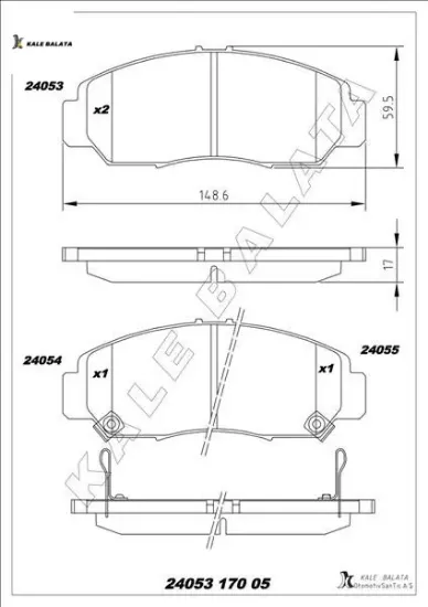 Ön fren balata cıvıc 1.6l r16a2 vtec sedan fd6 06-11 / 1.8l r18a2 fd7 06- kale balata 45022snbe00/ 45022snbe01/ 45022sdra10 resmi