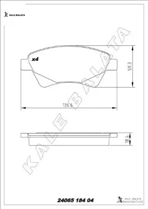 Ön fren balatası megane ıı 02 kangoo 01 sc nıc ıı 03 grand sc nıc ıı 03 1.5dci 1.6 1.9dc kale balata 8660004603/ 7701208122/ oe resmi