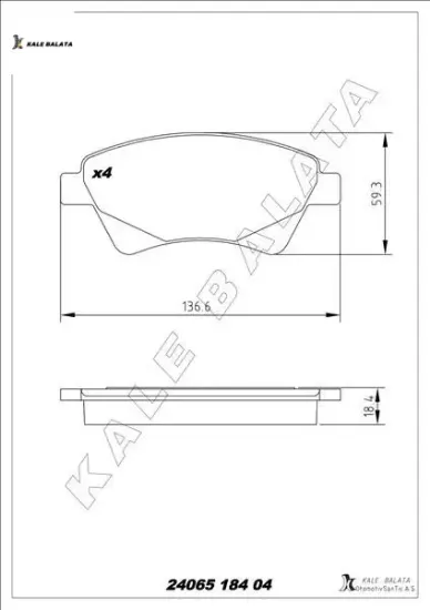 Ön fren balatası megane ıı 02 kangoo 01 sc nıc ıı 03 grand sc nıc ıı 03 1.5dci 1.6 1.9dc kale balata 8660004603/ 7701208122/ oe resmi