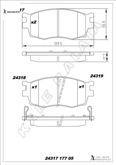 Ön fren balata accent era 1.4l 1.6l benzinli 06-10 1.5l crdi dizel 06- / i20 1.4l d4fc crdi dizel 08 kale balata 581011ge00/ 581011ja10/ 581011ga00 resmi