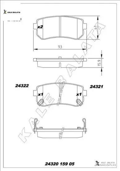 Arka fren balata accent era 1.4l g4ee 06-10 / i30 1.4l 1.6l 08- / ix35 1.6l g4fd gdi 11- / ceed 1.4l kale balata 583020za00/ 583021ga00/ 583021ha00 resmi