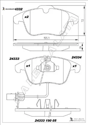 Ön fren balatası tıguan-q3 2007 kale balata 5n0698151/ 5n0698151a/ 5n0698151b resmi