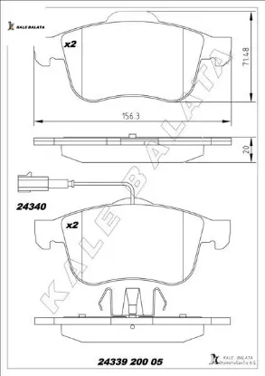Ön fren balatası 159 05 11 brera 06 spıder 06 1.8mpi 1.9jts 1.9jtdm 2.2jts fişli kale balata 77363599/ 77364587 resmi