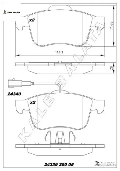 Ön fren balatası 159 05 11 brera 06 spıder 06 1.8mpi 1.9jts 1.9jtdm 2.2jts fişli kale balata 77363599/ 77364587 resmi