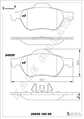 Ön balata megane ıı 02 scenıc ıı 02 clıo ııı 05 1.5dci 1.6 16v 2.0 16v kale balata 410601237r/ 7701209100/ wva24535 resmi