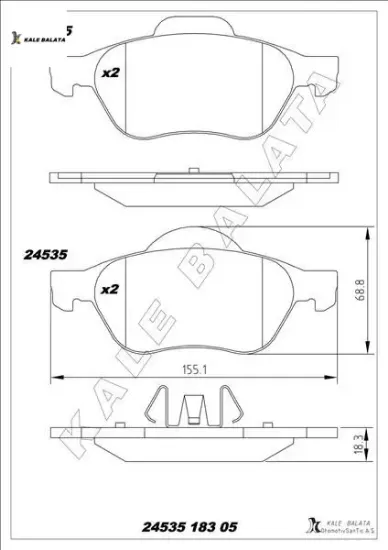 Ön balata megane ıı 02 scenıc ıı 02 clıo ııı 05 1.5dci 1.6 16v 2.0 16v kale balata 410601237r/ 7701209100/ wva24535 resmi
