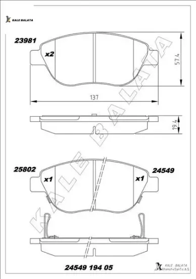 Ön balata corsa d büyük tip 1.3 cdtı 07/06 500l 12 0.9t 1.4 1.3d mtj 1.6d mtj kale balata 93189816/ 77366534/ 77366481 resmi