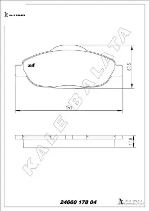 Ön balata 308 1.4 1.6 hdi 2.0 hdi 07 308 sw 07 308 cc 1.6 hdi 09 3008 13 1.6 hdı-vtı kale balata 1647862780/ 4254.26/ 1609253080 resmi