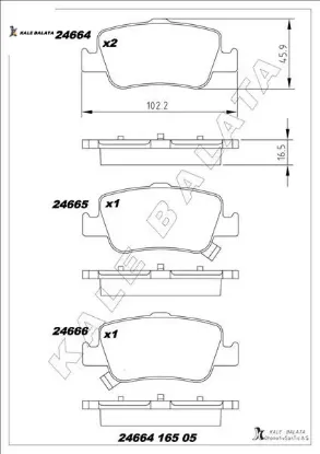 Arka fren balata aurıs. Corolla 1.33l 1.6l 1nr-fe 1zr-fae nre180 zre181 zre185 12- 1.4l 1nd-ftv d-4d kale balata 0446602180/ 0446602170/ 0446602181 resmi