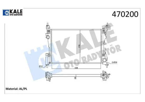 Motor su radyatörü corsa d-corsa e 1.2-1.4 a12xer a12xel b12xel a14xer b14xer 11 540x378x23 351220 kale radyatör 1300312/ 1300339/ 13249566/ 13399870 resmi