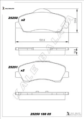Ön fren balatası 301 12 308 13 c-elysee 12 c4 14 266mm kale balata 1608691380/ 1610699280 resmi