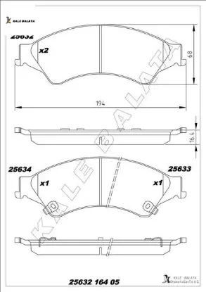 On fren balatası ranger tke 2.2tdcı / 3.2tdcı 4 4 12 /i kale balata ab312l361ab/ 1723538 resmi