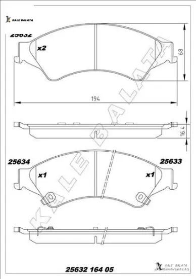 On fren balatası ranger tke 2.2tdcı / 3.2tdcı 4 4 12 /i kale balata ab312l361ab/ 1723538 resmi