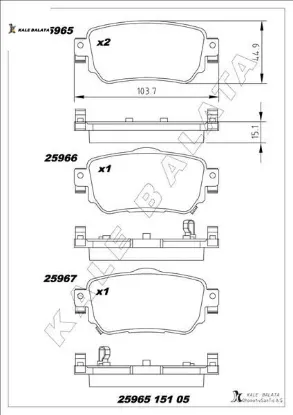 Arka fren balata kadjar 15 koleos ıı 18 /  qashqaı 1.6l dci r9m dizel 11- / x-traıl 1.6l dci t32 12- kale balata 440605889r/ 440606633r/ d40604ca0a resmi