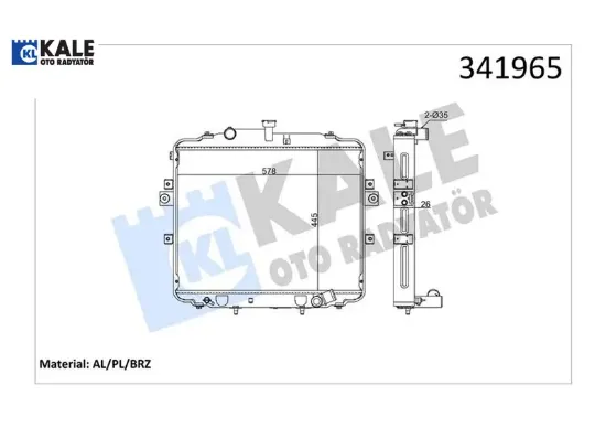 Radyatör brazing h100 04 ac klimasız mek 445x580x26 al-pl kale radyatör 253104f210 resmi