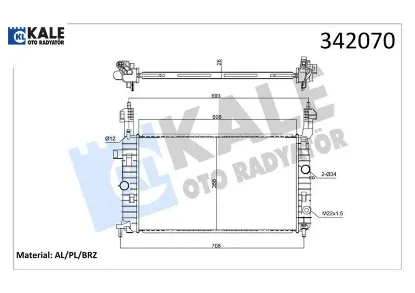 Radyatör merıva 1.4 16v twinport-1.6-1.6 16v-1.8: ac klimasız mek 607x366x29 kale radyatör 1300252/ 1300253/ 13128930 resmi