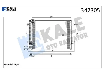 Klima kondenseri passat 05 577x439x16 al/brz kale radyatör 3c0820411c/ 3c0820411e/ 3c0820411g resmi