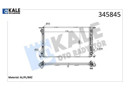 Radyatör q5 3.0 tdi guattro 08 720x470x32 ac /- mek otom al/pl/brz kale radyatör 8r0121251a/ 8r0121251c resmi