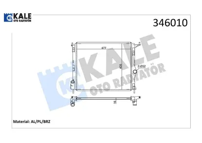 Radyatör logan 1.4-1.6 08 482x408x16 mek.şanz. Al/pl/brz kale radyatör 8200735038 resmi