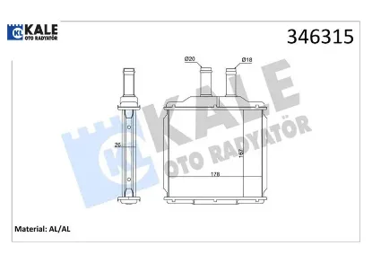 Kalorifer radyatörü nubıra 1.6l f16d3 j200 03- / chevrolet lacettı j200 05- - aleminyum kale radyatör p96554446 resmi