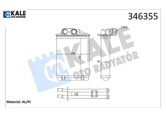Kalorıfer radyatoru 500c 500 500l panda ka 1.2 1.3 1.4 kale radyatör 77362540 resmi