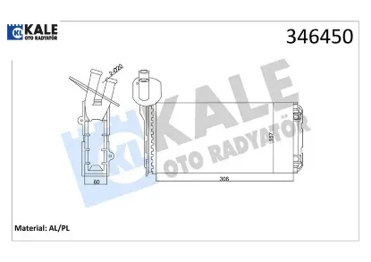 Kalorifer radyatörü transporter t4 1.9d-td-2.0d-2.4d-2.5d-td arka 306x157x42 ac /- kale radyatör 701819031a/ 701819031b resmi